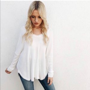 Carly jean Los Angeles Leah waffle knit top- white